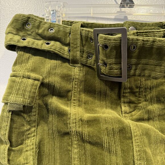 Urban Outfitters Micro Mini Skirt Green Corduroy Cargo Y2K Grunge Women sz Small - Picture 2 of 8